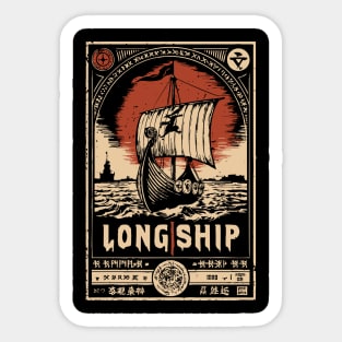 Viking Longship Voyage - Japanese-Style Norse Adventure Art Sticker